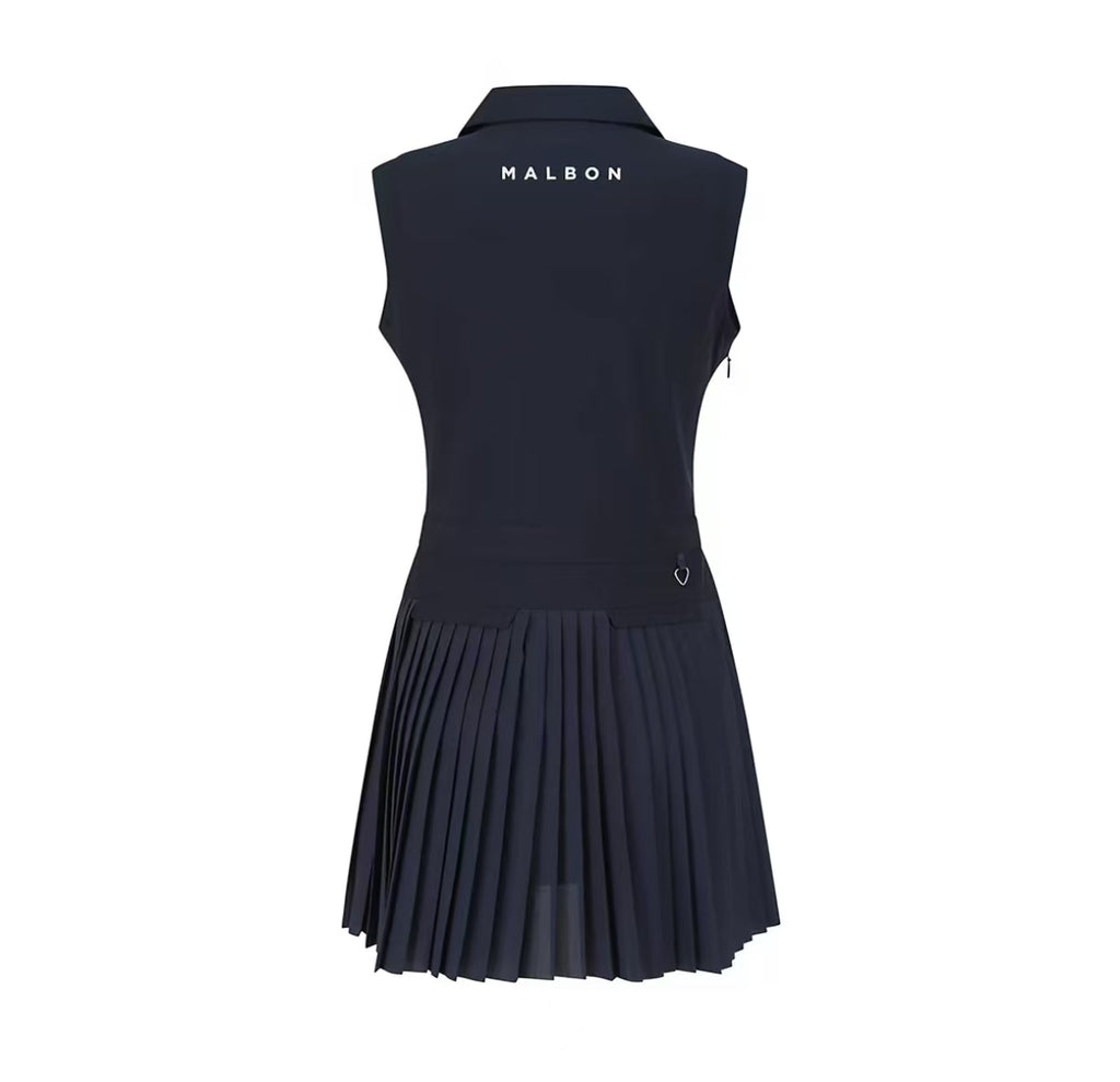 Malbon Studio Seoul Sleeveless Polo Golf Dress 블랙 polo 골프 드레스 모델 착용 이미지