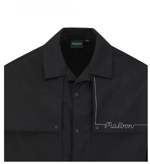 Malbon Studio Seoul Mesh Ventilation Collar Jacket Black mesh ventilation golf jacket front view