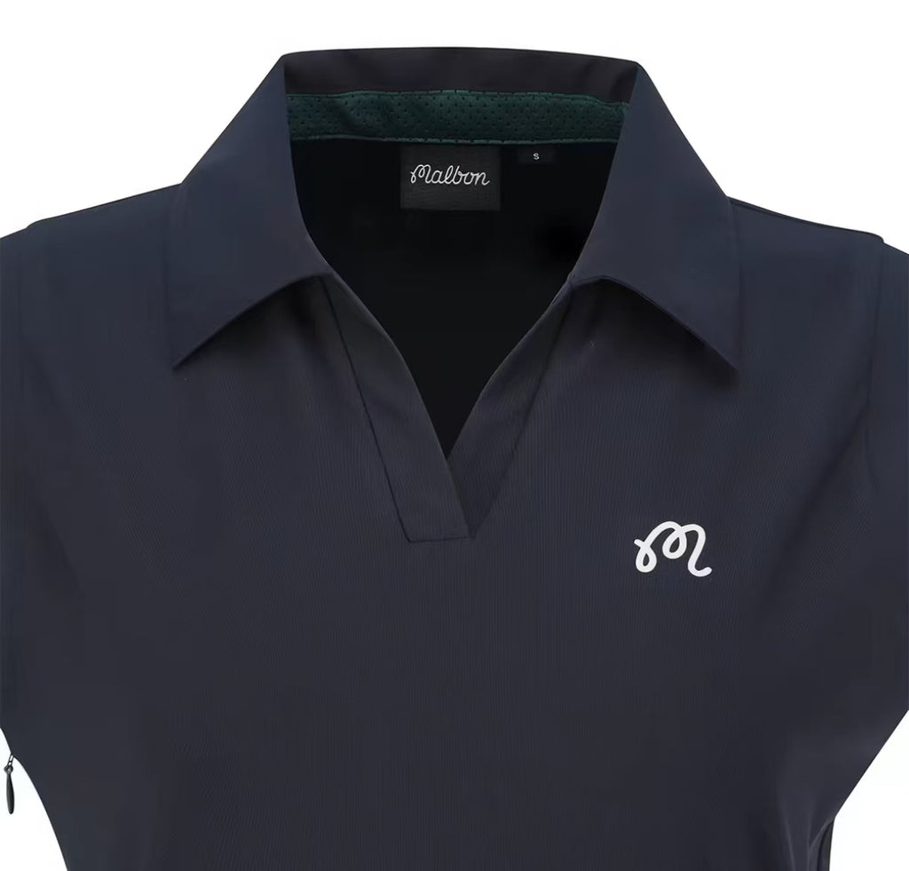 Malbon Studio Seoul Sleeveless Polo Golf Dress 블랙 polo 골프 드레스 모델 착용 이미지