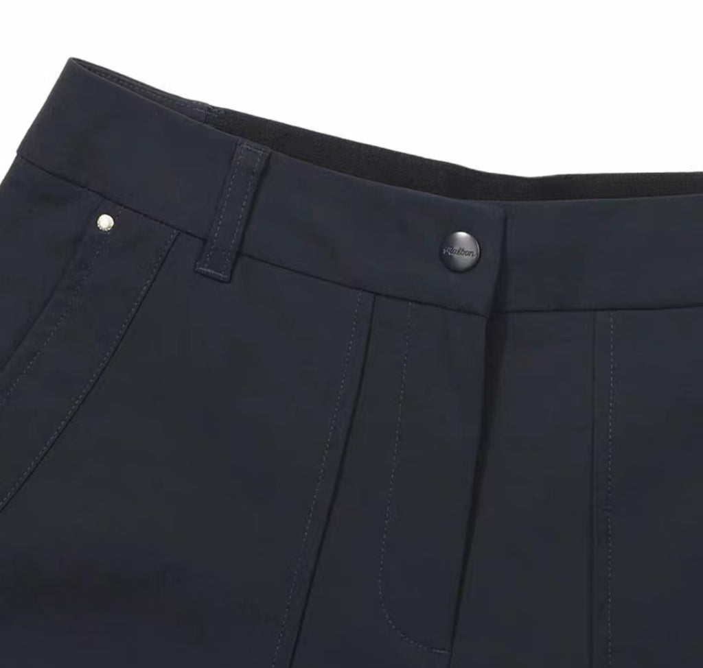 Malbon Women's Lightweight Quick-Dry Shorts Black quick-dry golf shorts front view