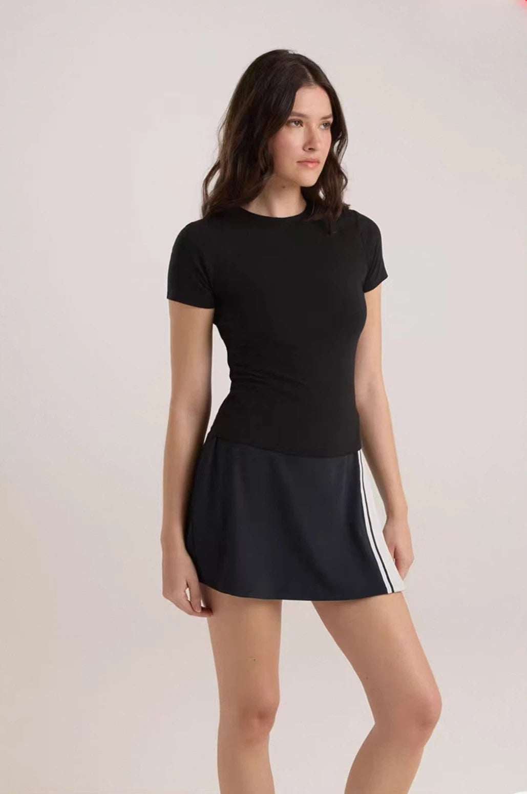 Malbon Baseline Skirt Navy Blue golf skirt front view