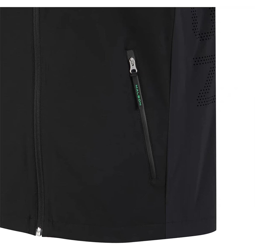 Malbon Studio Seoul Nylon Full-Zip Jacket Black nylon golf jacket front view