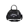Black Callaway duffel bag with white logo, removable shoulder strap, and branded tag. Designed for comfort and versatility.
