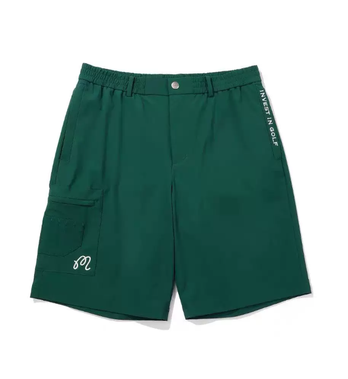 Malbon Men's Quick-Dry Breathable Shorts Green quick-dry golf shorts front view