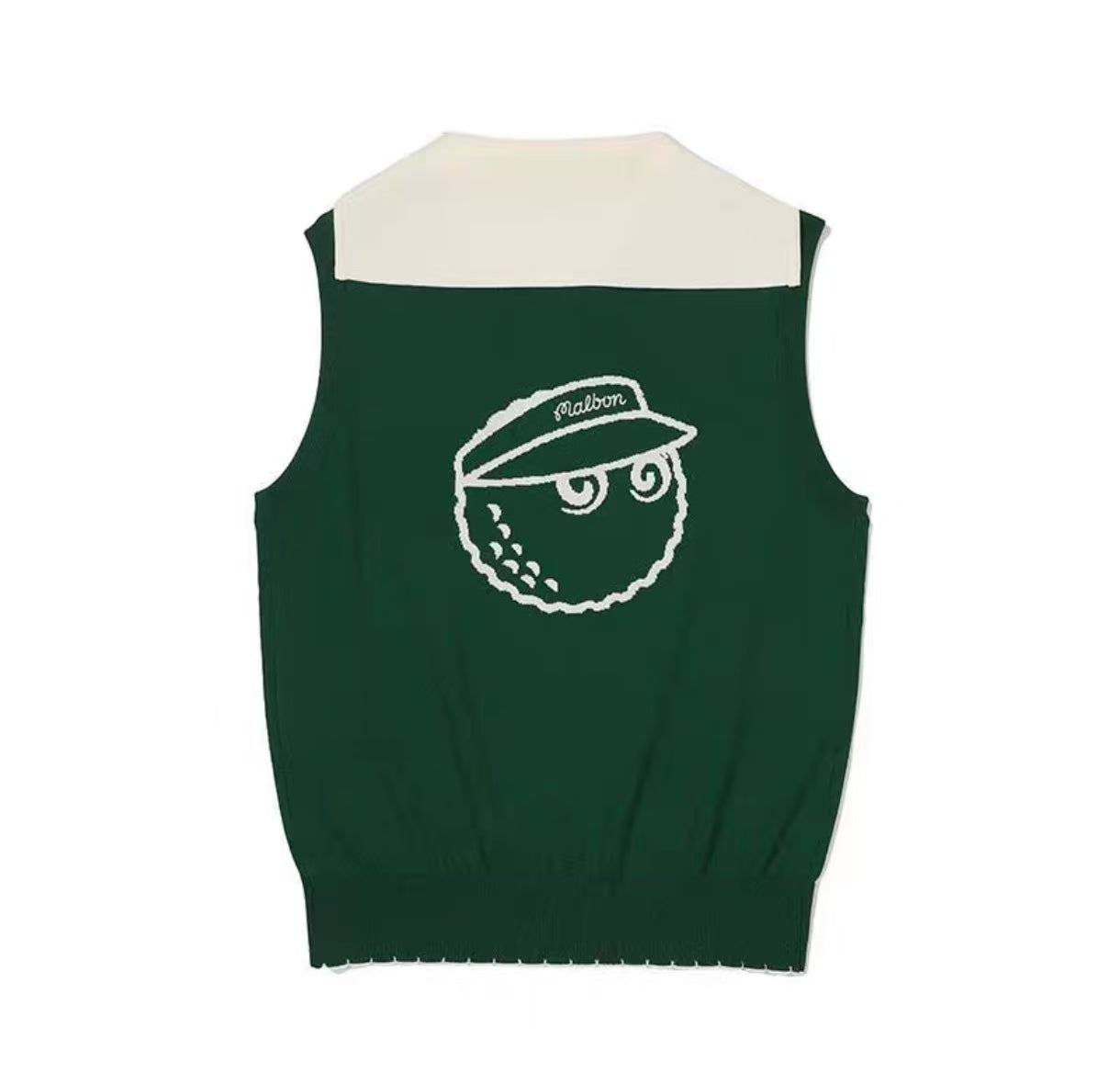 Malbon Women's Knit Short Sleeve Polo Shirt Green knit golf polo front view