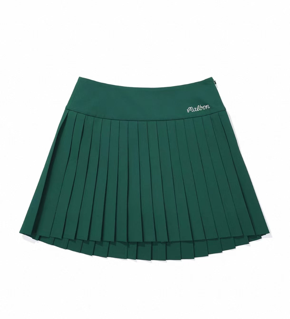 Malbon Women's Pleated A-Line Golf Skort With Shorts Green golf skort detail view