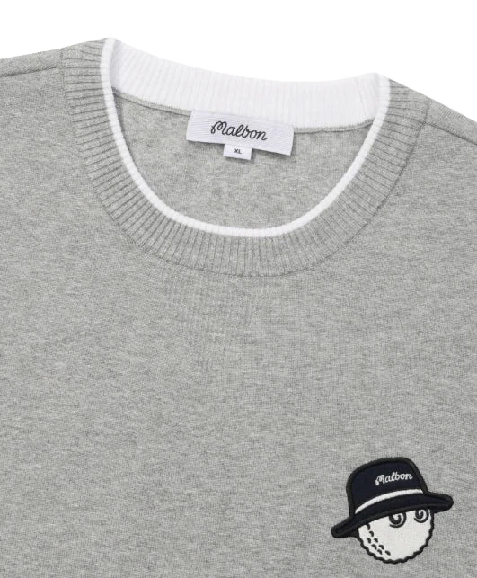 Malbon Studio Seoul Double-Knit Men's Pullover Grey golf pullover front view