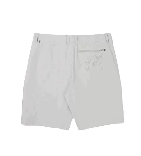 Malbon Men's Casual Athletic Sports Shorts Grey athletic golf shorts front view