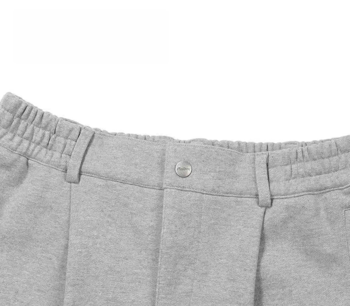 Malbon Men's Solid Embroidered Knit Shorts Grey knit golf shorts front view