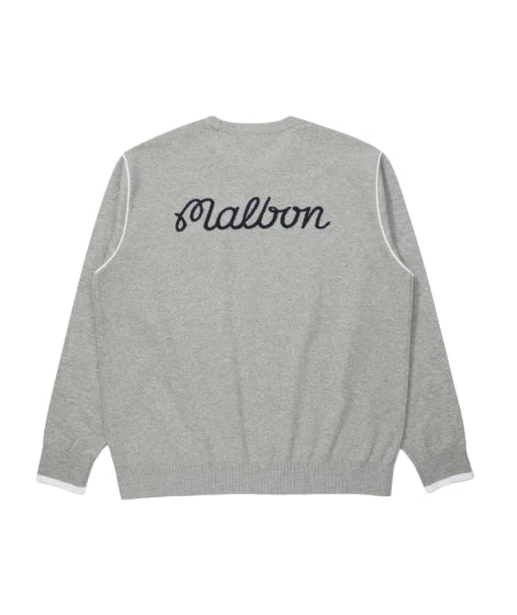 Malbon Studio Seoul Double-Knit Men's Pullover Grey golf pullover front view