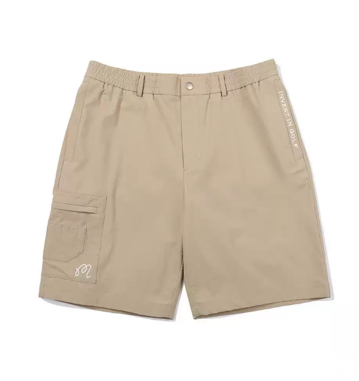 Malbon Men's Quick-Dry Breathable Shorts Khaki quick-dry golf shorts front view