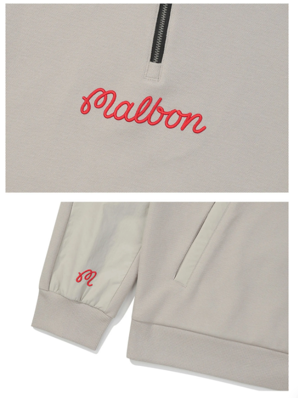 Malbon 남성용 Lightweight Casual Golf Jacket 카키 경량 골프 재킷 디테일 이미지