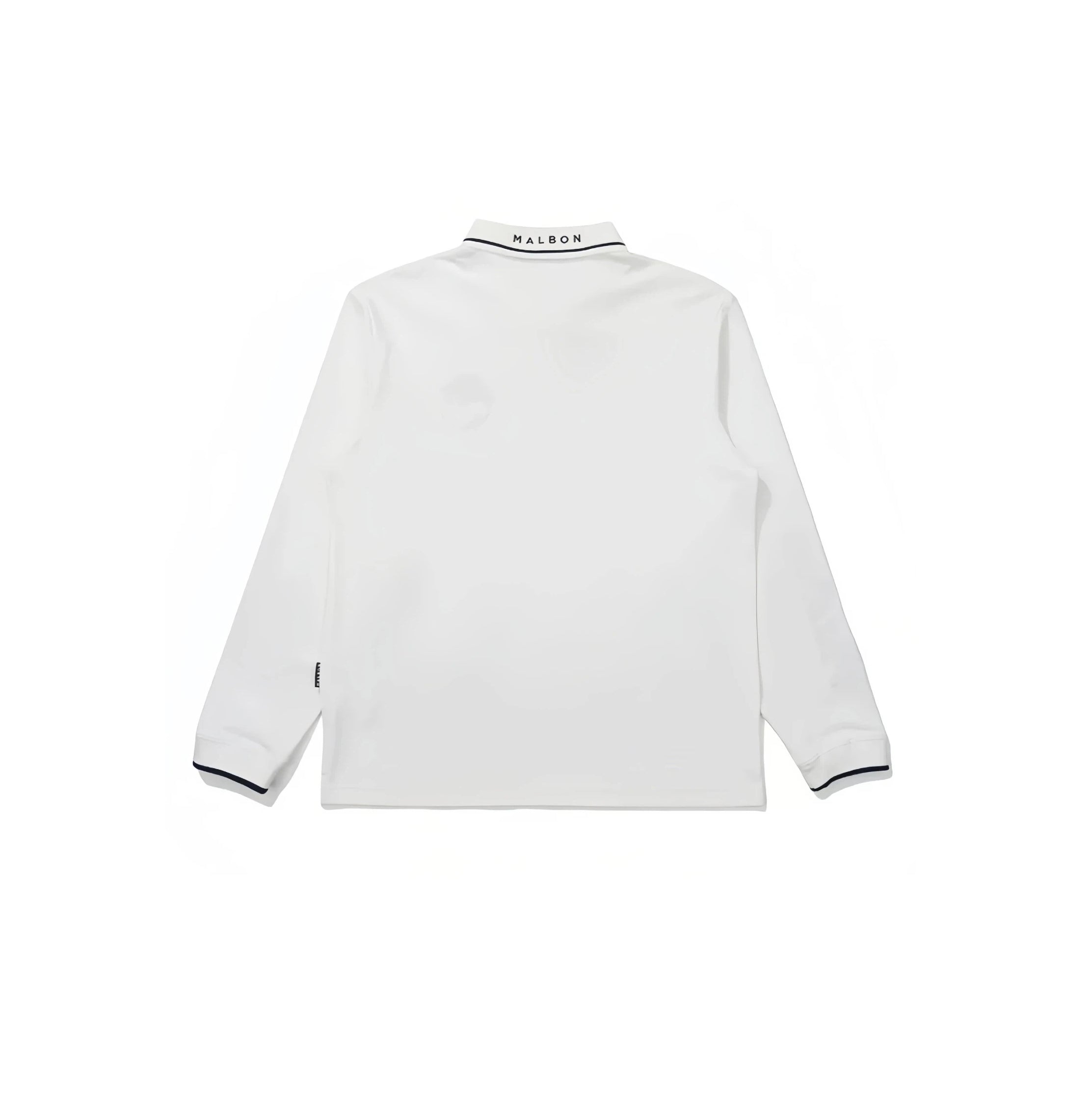 Malbon Men's Long-Sleeve Golf Polo Shirt 화이트 골프 의류 후면