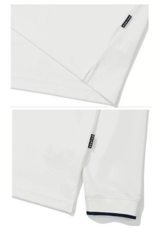 Malbon Men's Long-Sleeve Golf Polo Shirt 화이트 골프 의류 디테일