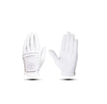 Pair of white men's golf gloves made of microfiber, featuring anti-slip palm, breathable design, and Lynx brand logo on wrist strap for enhanced grip and comfort.