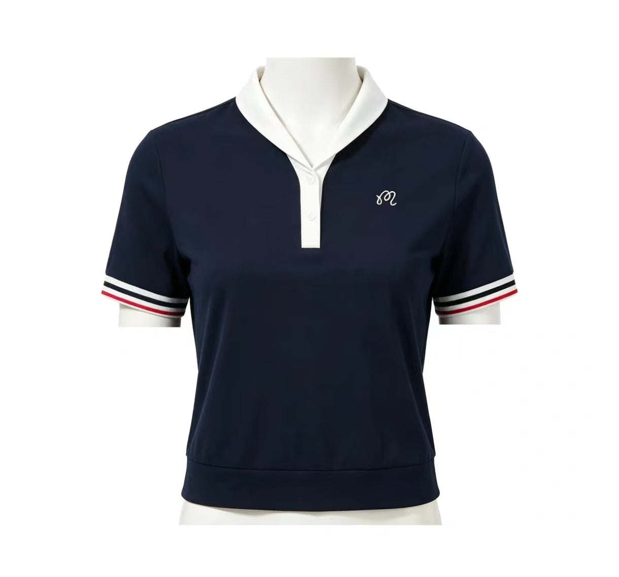 Malbon 여성용 Lightweight Breathable Golf T-Shirt 네이비 골프 티셔츠 정면 이미지