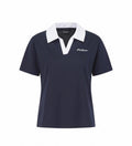 Malbon Women's Slim Fit Breathable Polo Shirt Navy Blue golf polo front view