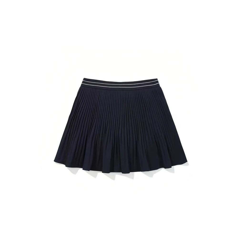 Malbon Women's Tennis Skirt Navy Blue tennis-style golf skirt front view