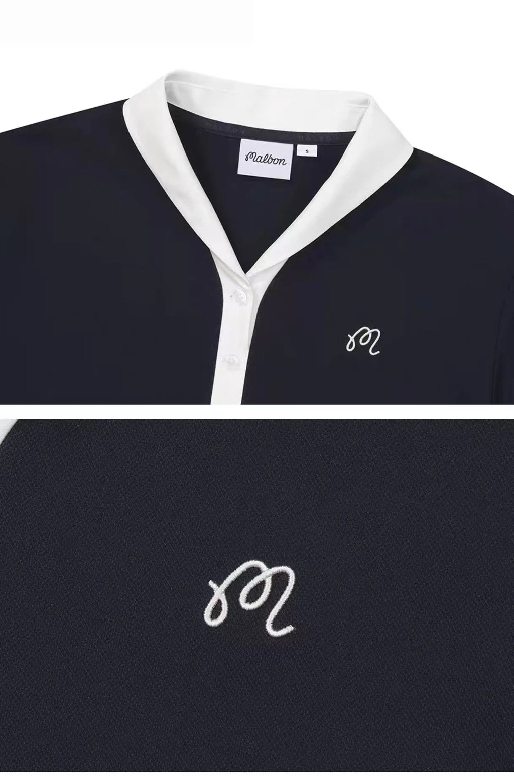 Malbon 여성용 Lightweight Breathable Golf T-Shirt 네이비 골프 티셔츠 모델 착용 이미지