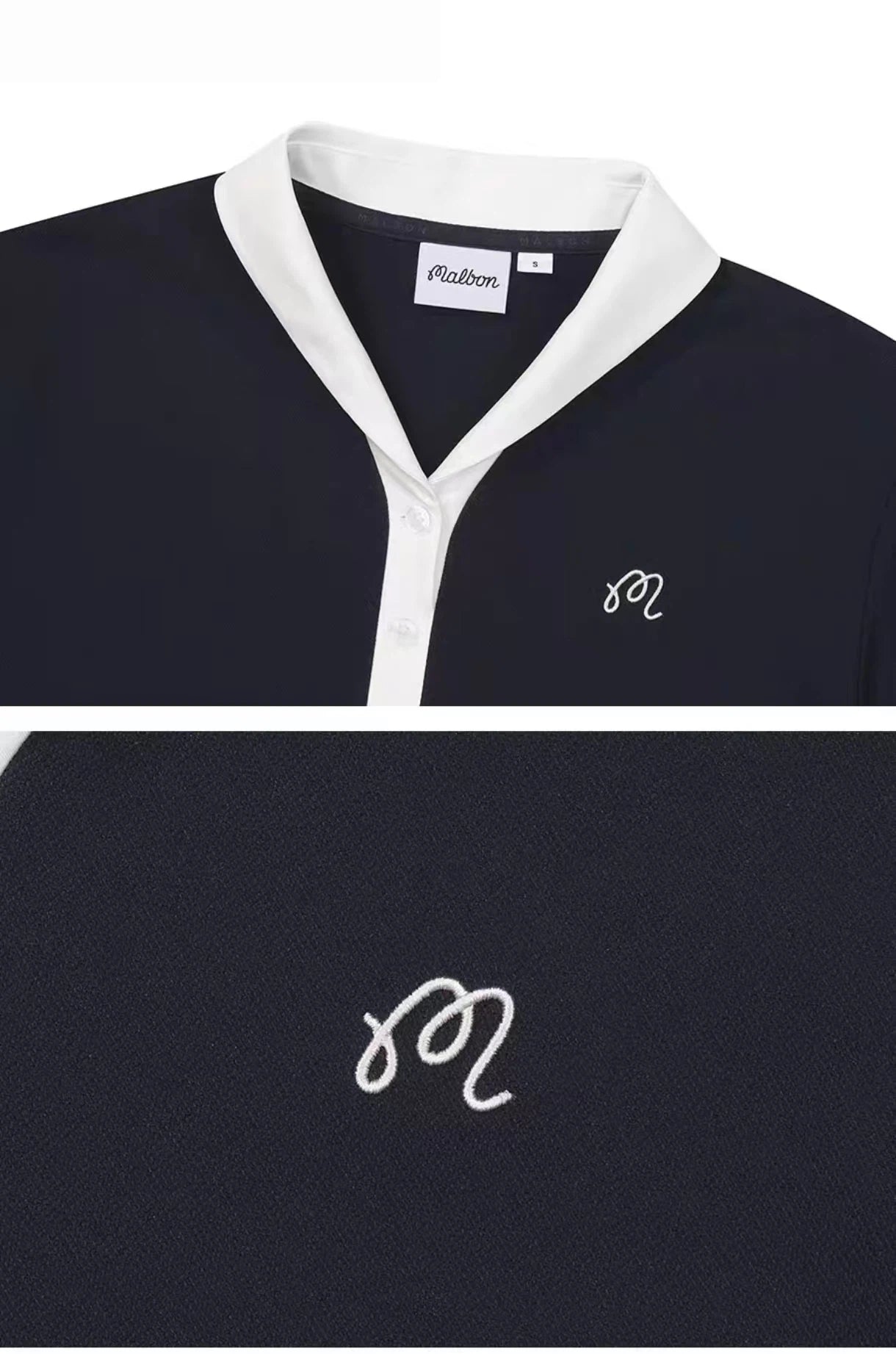Malbon 여성용 Lightweight Breathable Golf T-Shirt 네이비 골프 티셔츠 모델 착용 이미지