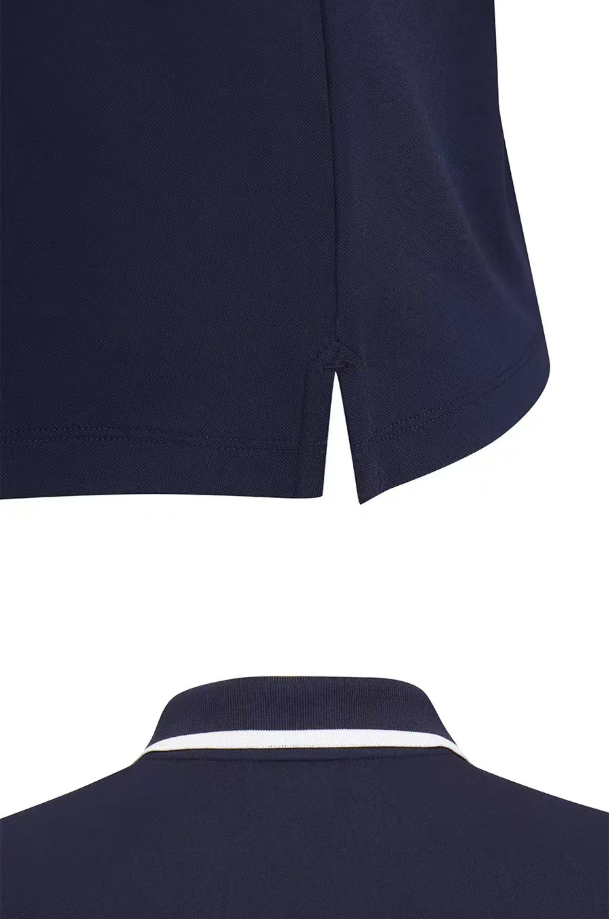 Malbon Women's Slim Fit Stretch Polo Shirt Navy Blue stretch golf polo front view