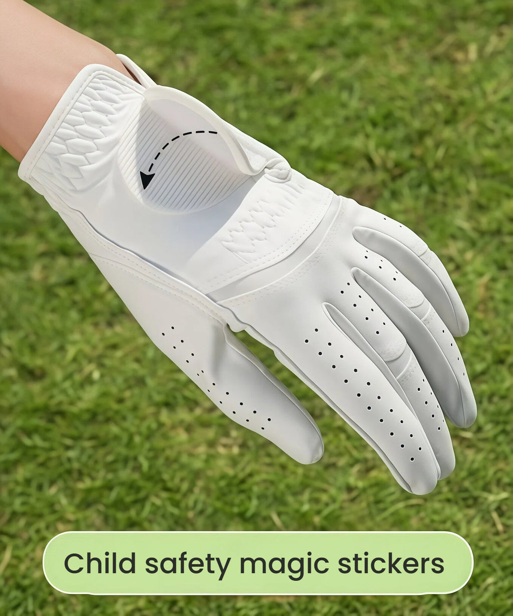 The palm of the Ozero golf glove showcases a "Ballet Hand" ergonomic design with a specialized anti-slip texture, providing a secure and stable grip on the golf club.
