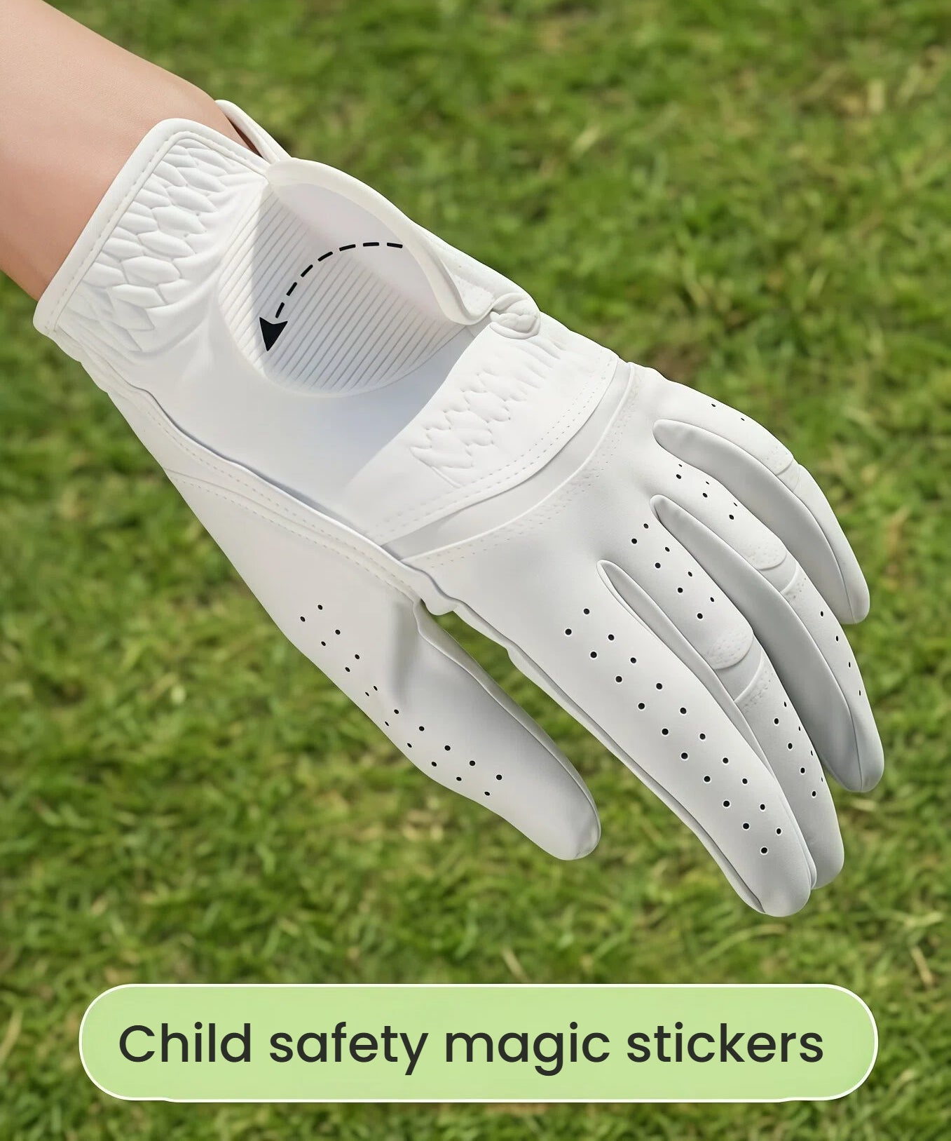 The palm of the Ozero golf glove showcases a "Ballet Hand" ergonomic design with a specialized anti-slip texture, providing a secure and stable grip on the golf club.