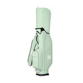 Mint green PGM women’s stand golf bag with sleek design, adjustable shoulder strap, and side pocket. Features "Pro Golf Master" branding and logo for a modern look.