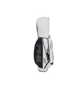 PING golf stand bag in white and black colorway, featuring waterproof PU leather construction, large capacity storage, and lightweight design for easy transport, suitable for both men and women golfers.