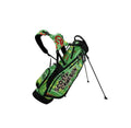 Rear view of the Scotty Cameron Gambler Golf Bag showcasing the dual shoulder strap system with the red Circle T logo, black padding, and the Titleist tag on the side pocket.