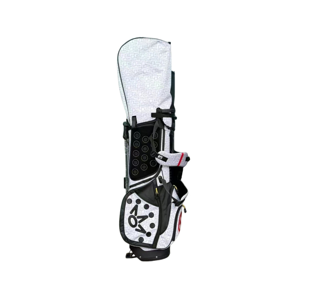  Front view of the Scotty Cameron Pathfinder SC Geo golf bag. The image highlights the large red "SCOTTY CAMERON" text, the "MILLED PUTTERS" sub-text, and the red Circle T logo on the pocket.