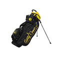 Yellow and black Scotty Cameron stand bag featuring the iconic Circle T logo on the strap, "Scotty Cameron Fine Milled Putters" branding in yellow script, and a sturdy dual-leg stand system for easy transport on the golf course.