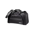 Full view of the black Titleist Quilted Duffel with removable padded shoulder strap, quilted front panel, and multiple zippered compartments. Perfect for golf, gym, and business travel.