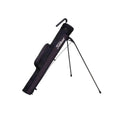 Angled view of the dark purple Titleist stand golf bag with white "Titleist" branding, dual stand legs, and compact profile. Built for durability and ease of use on the course.