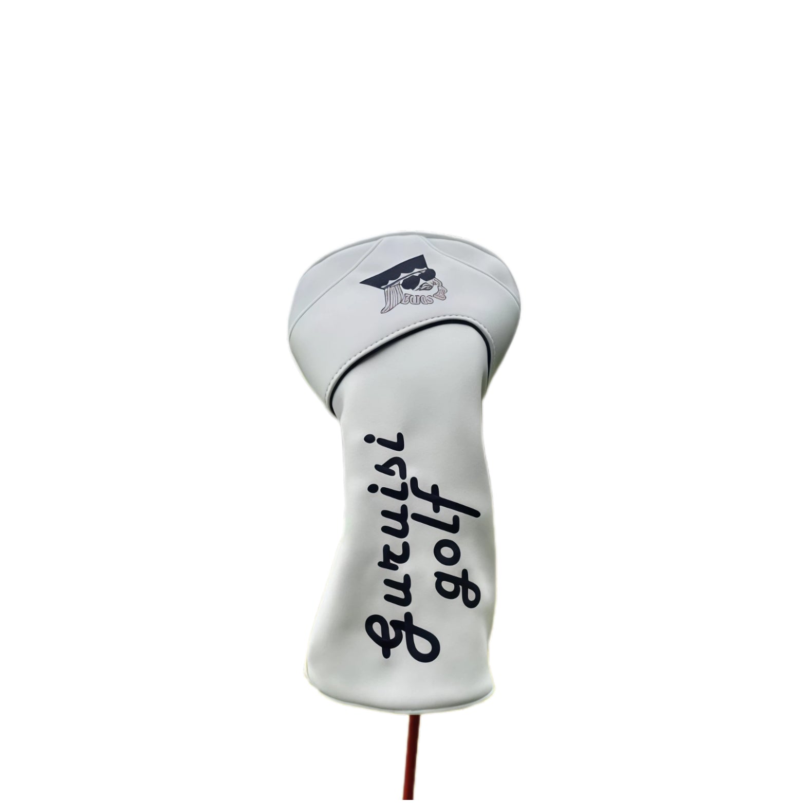 White universal golf headcover with top cap design for driver or fairway wood, featuring GuruGolf logo and reinforced protection for club head.