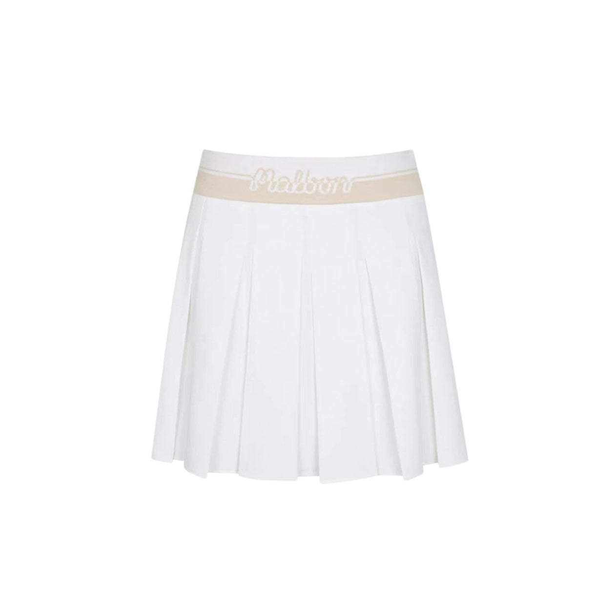 Malbon Studio Seoul Logo Banding Pleated Skirt White pleated golf skirt detail view