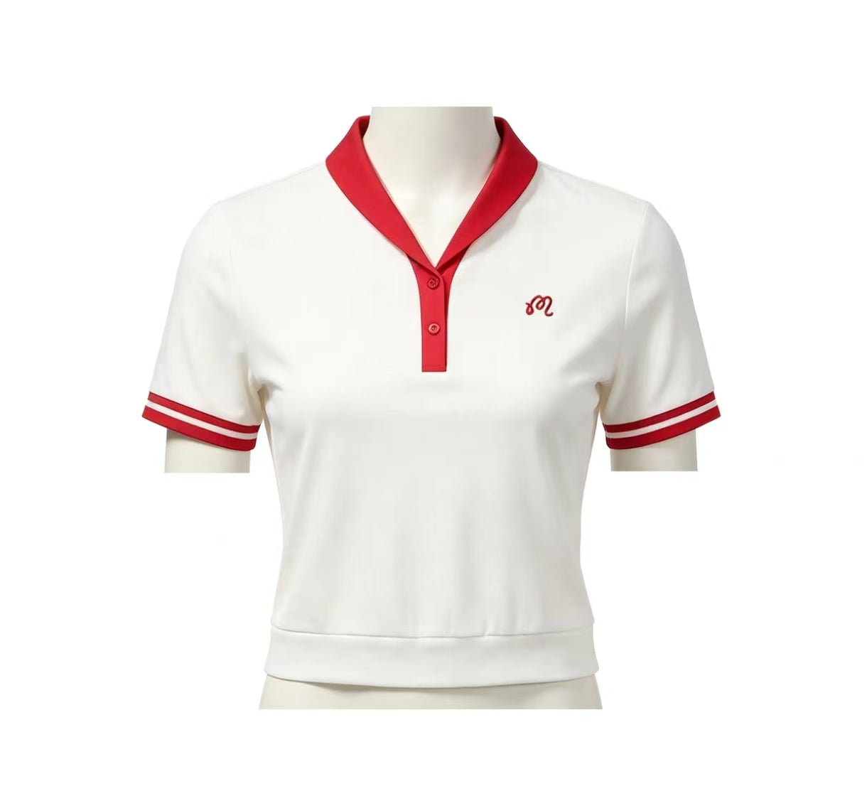 Malbon 여성용 Lightweight Breathable Golf T-Shirt 화이트 골프 티셔츠 정면 이미지