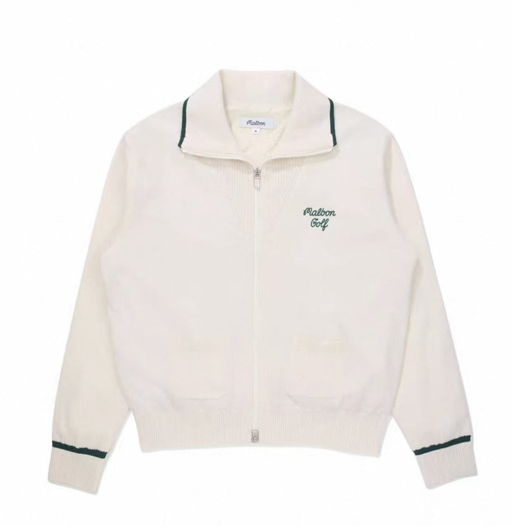Malbon Preserve Buckets Knit Windbreaker 화이트 골프 의류 정면