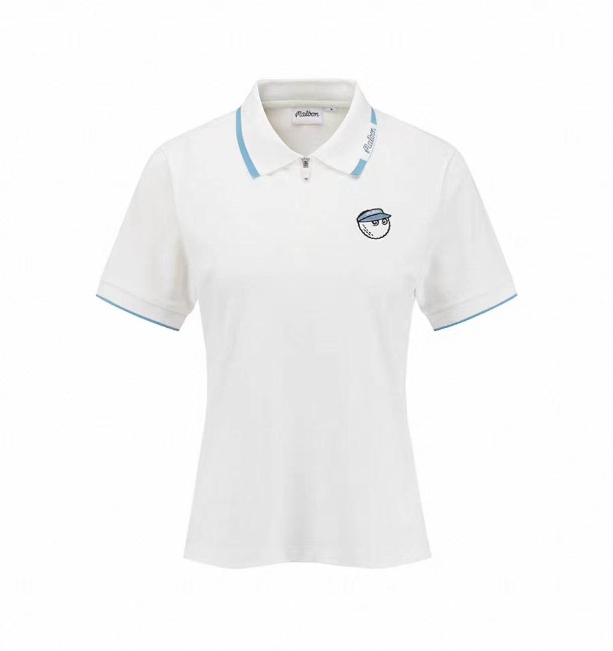 Malbon Women's Slim Fit Stretch Polo Shirt White stretch golf polo front view
