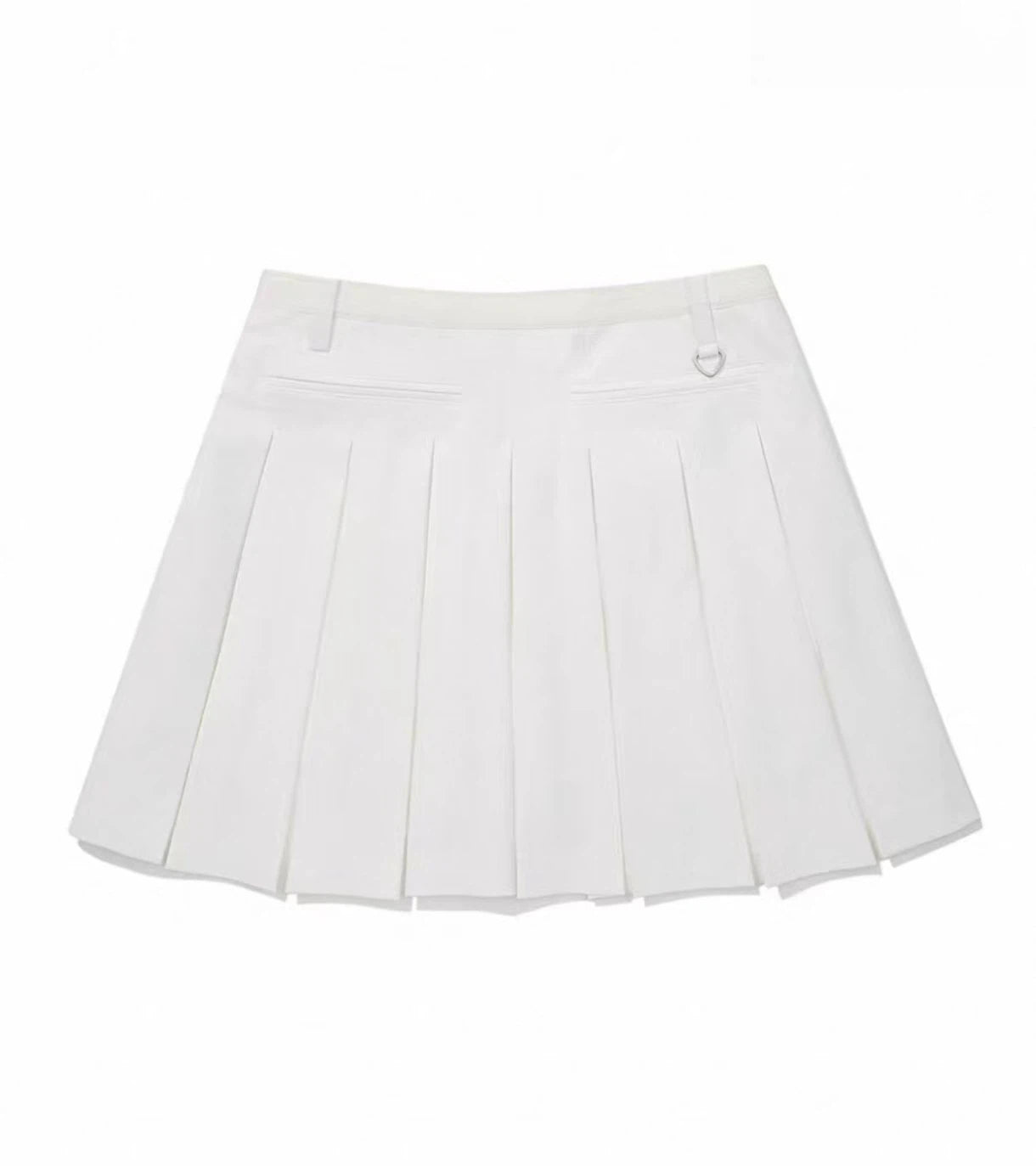 Malbon Studio Seoul High-Low Pleated Skirt White pleated golf skirt detail view