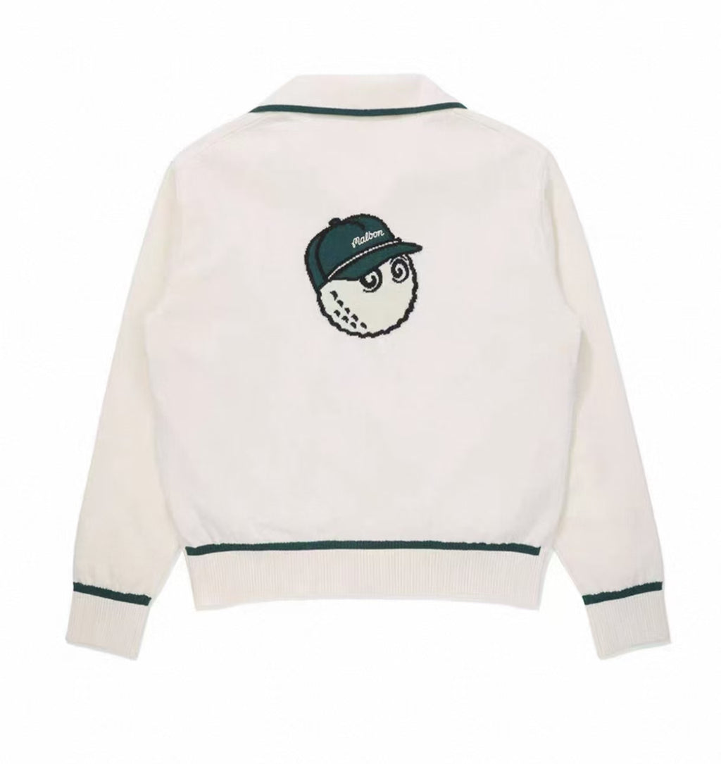Malbon Preserve Buckets Knit Windbreaker 화이트 골프 의류 후면