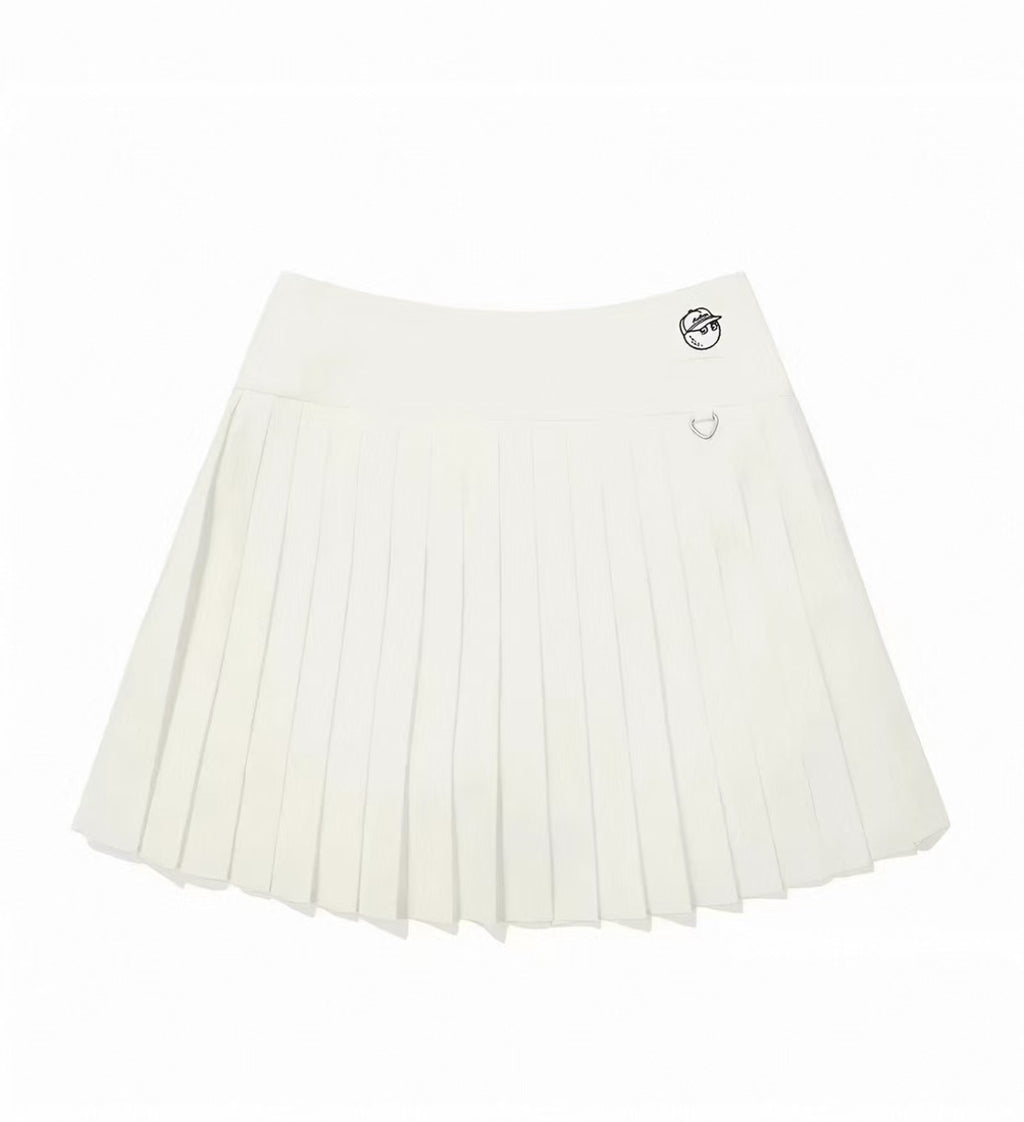 Malbon Women's Pleated A-Line Golf Skort With Shorts White golf skort detail view