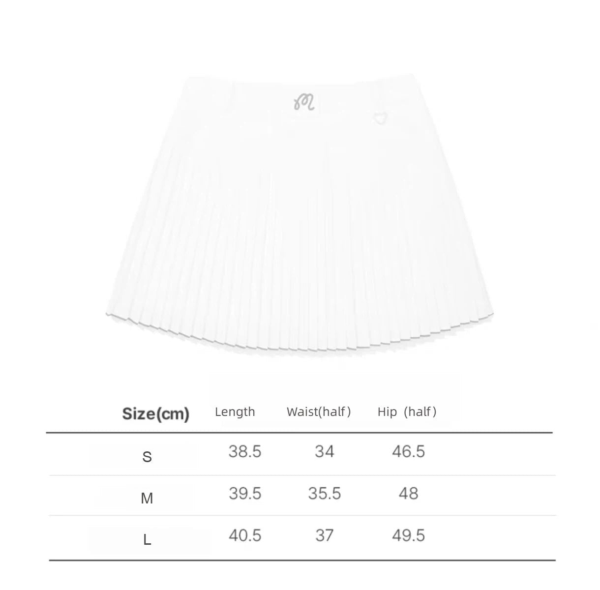 Malbon Studio Seoul Wrap Pleated Skirt letter size chart