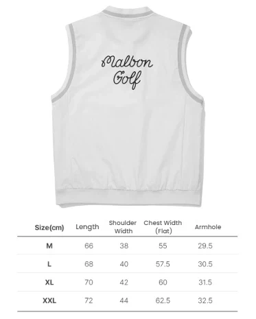 Malbon Men's Golf Vest - Casual Sport Sleeveless Outerwear White 화이트 사이즈 차트