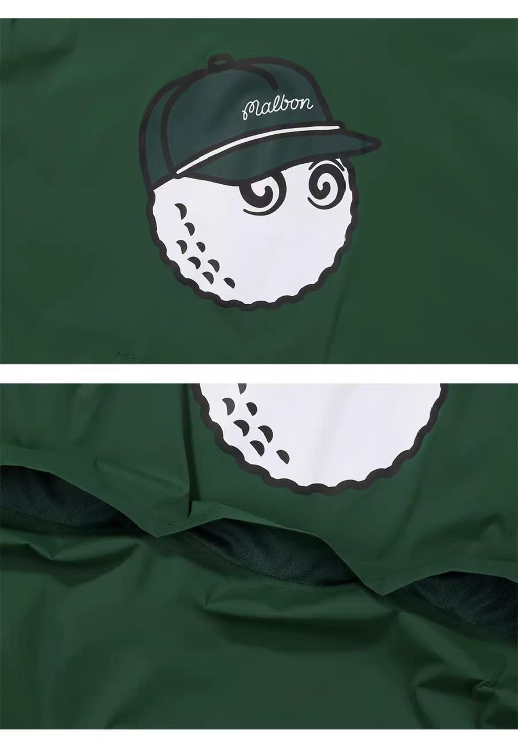 Malbon Golf Men’s Quick-Dry Stand Collar Half-Zip Pullover green back logo detail