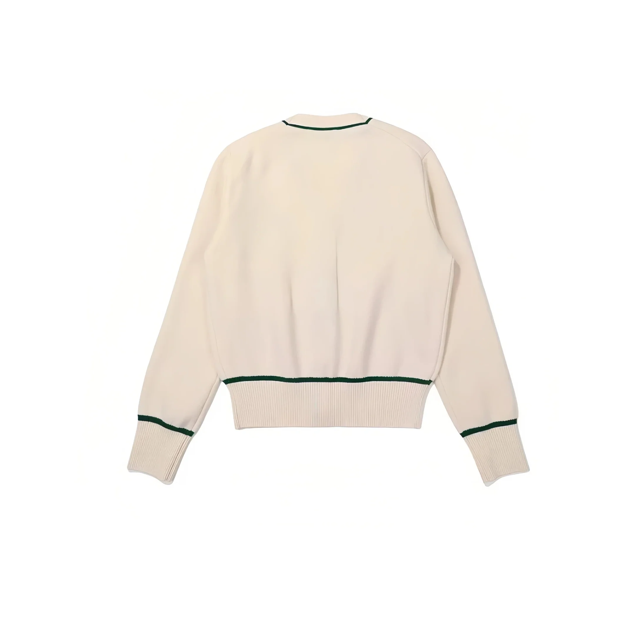 Malbon Women Golf Knit Sweater Jacket Warm Casual Outerwear Beige back view 베이지 골프 의류 후면