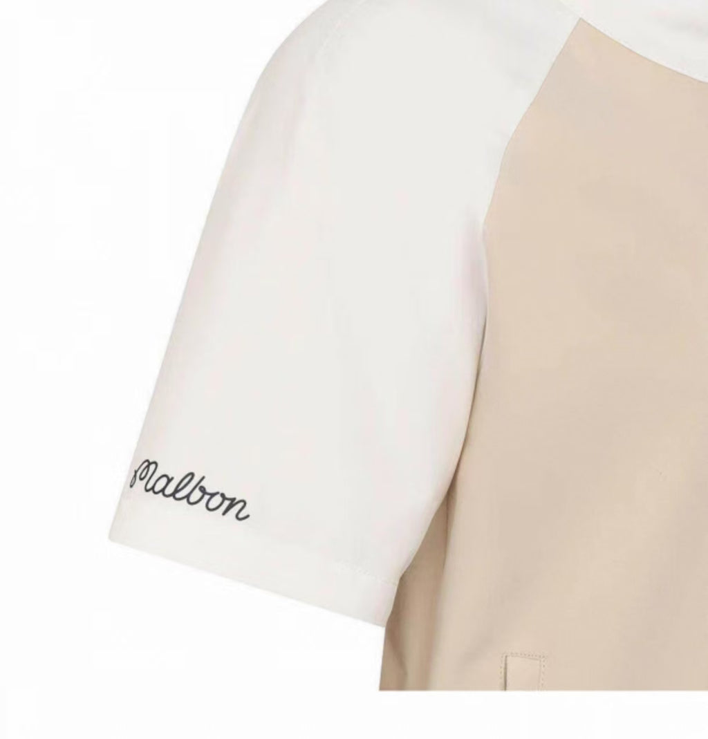 Malbon Golf Women’s Quick-Dry Stand 칼라 스포츠 탑 화이트 sleeve 로고 디테일