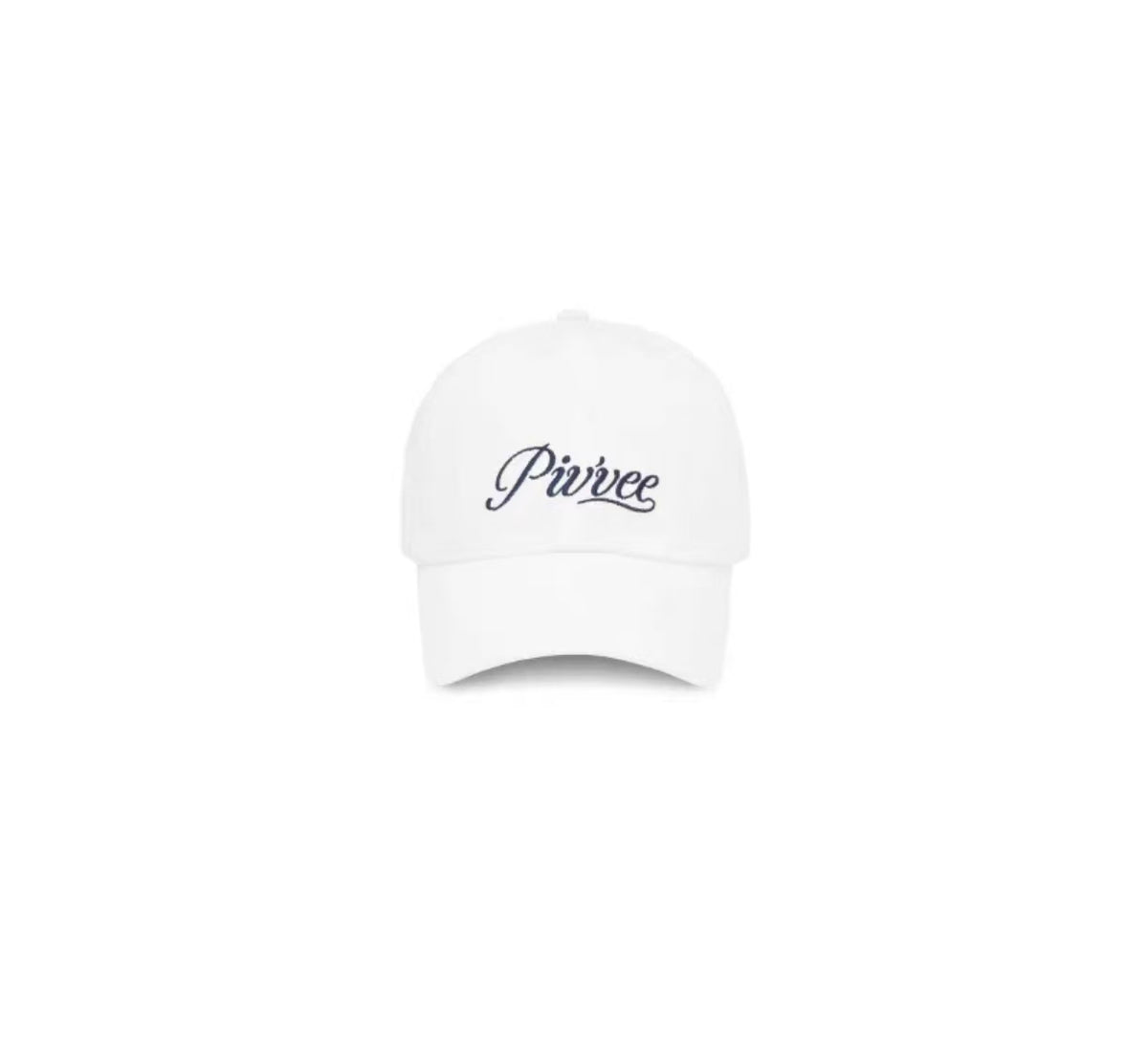 화이트 Pivvee 여성 SS25 로고 골프 캡 정면