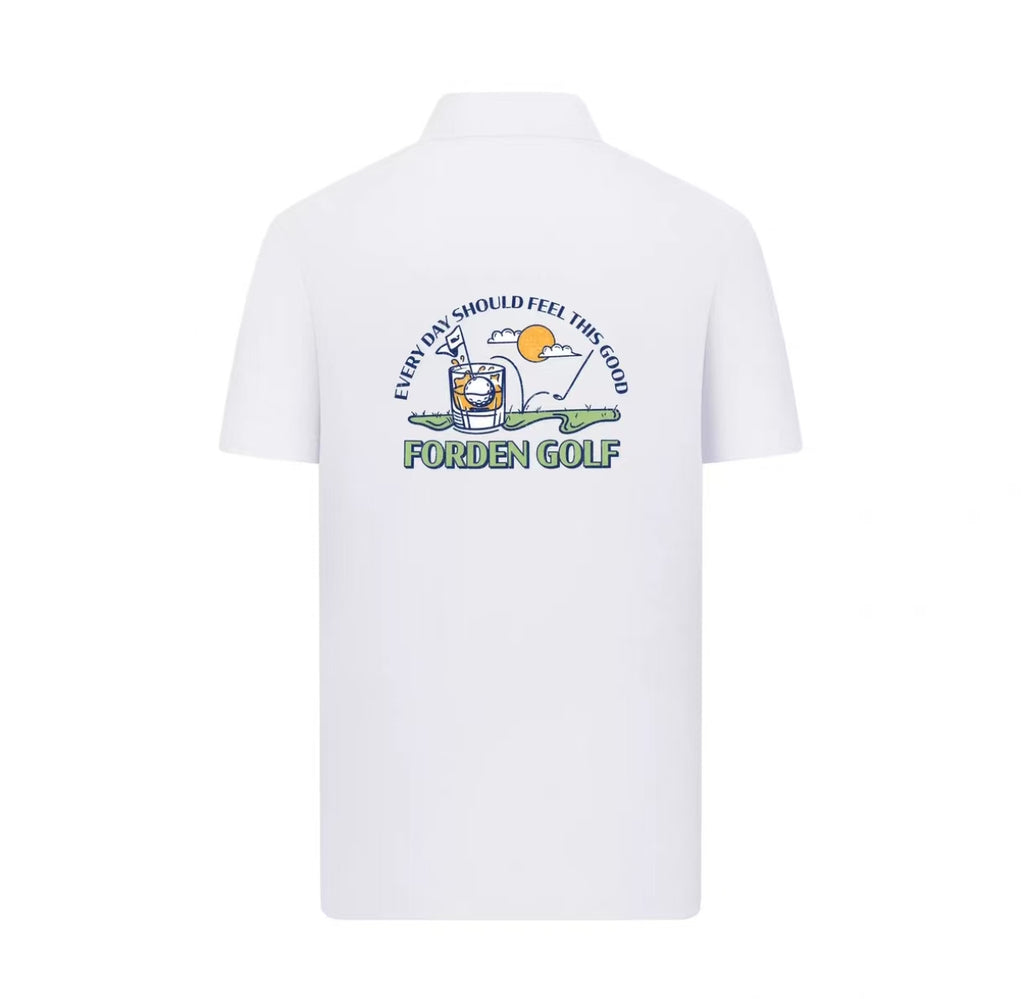 Forden Golf 남성 화이트 루즈핏 그래픽 프린트 폴로 셔츠 화이트 제품 이미지