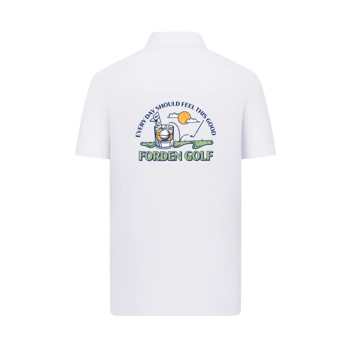 Forden Golf 남성 화이트 루즈핏 그래픽 프린트 폴로 셔츠 화이트 제품 이미지